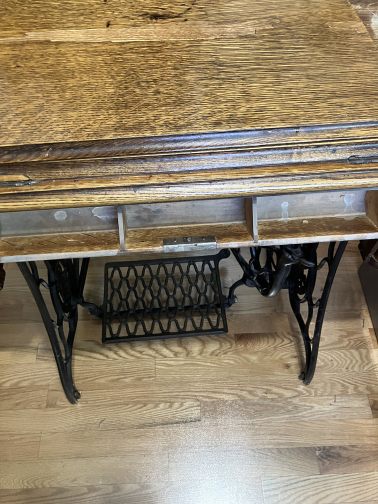 Cabinet drawers and treadle base